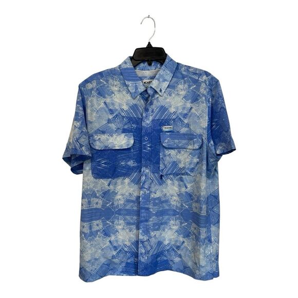 XCaster | Men's Outdoor Blue White Button Down Fishing Button Down Shirt L - Picture 2 of 9